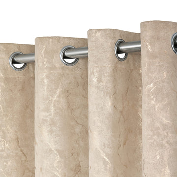 Marble Velvet Blackout Eyelet Ring Top Curtains 66" x 72" - Natural & Gold