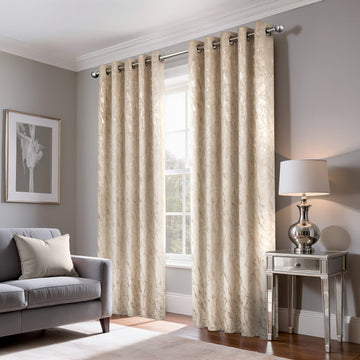 Marble Velvet Blackout Eyelet Ring Top Curtains 66" x 90" - Natural & Gold