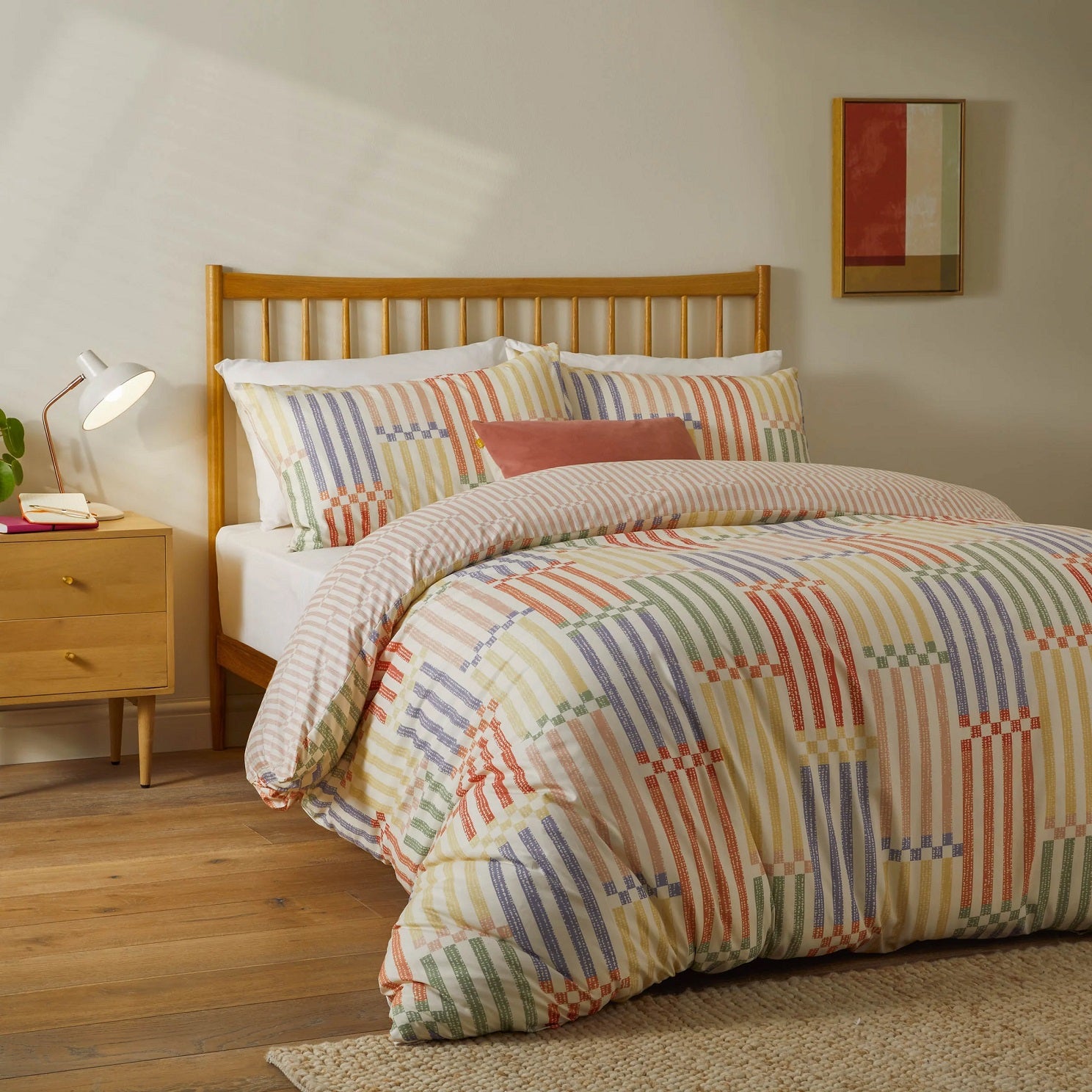Madison Stripe Duvet Cover Set, Double, Apricot