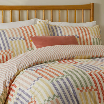 Madison Stripe Duvet Cover Set, King, Apricot
