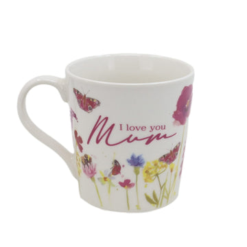 300ml I love You Mum Floral White Ceramic Mug