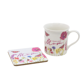 250ml I love You Mum Floral White Ceramic Mug