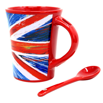 2Pcs 200ml Union Jack Ceramic Mug & Spoon Set