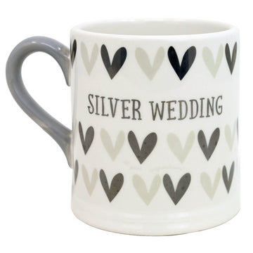 300ml Ceramic Silver Wedding Heart Mug