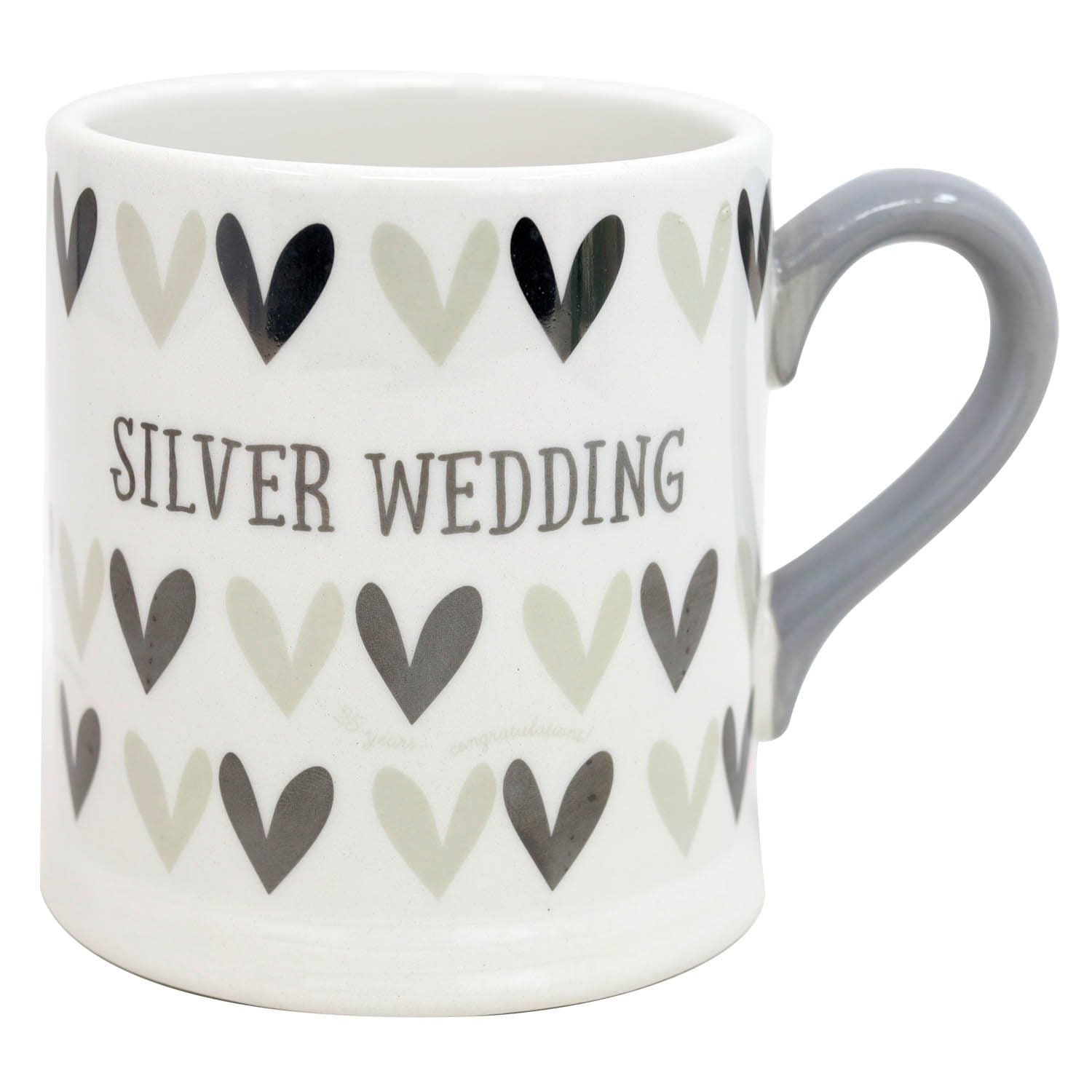 300ml Ceramic Silver Wedding Heart Mug