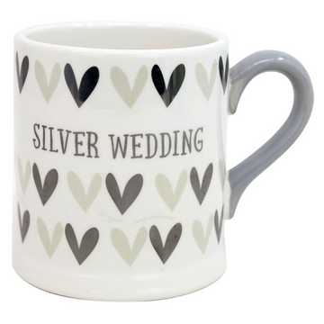 2Pcs 300ml Ceramic Silver Wedding Heart Mug