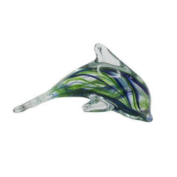 Blue & Green Dolphin - Objets D'Art Glass Figurine