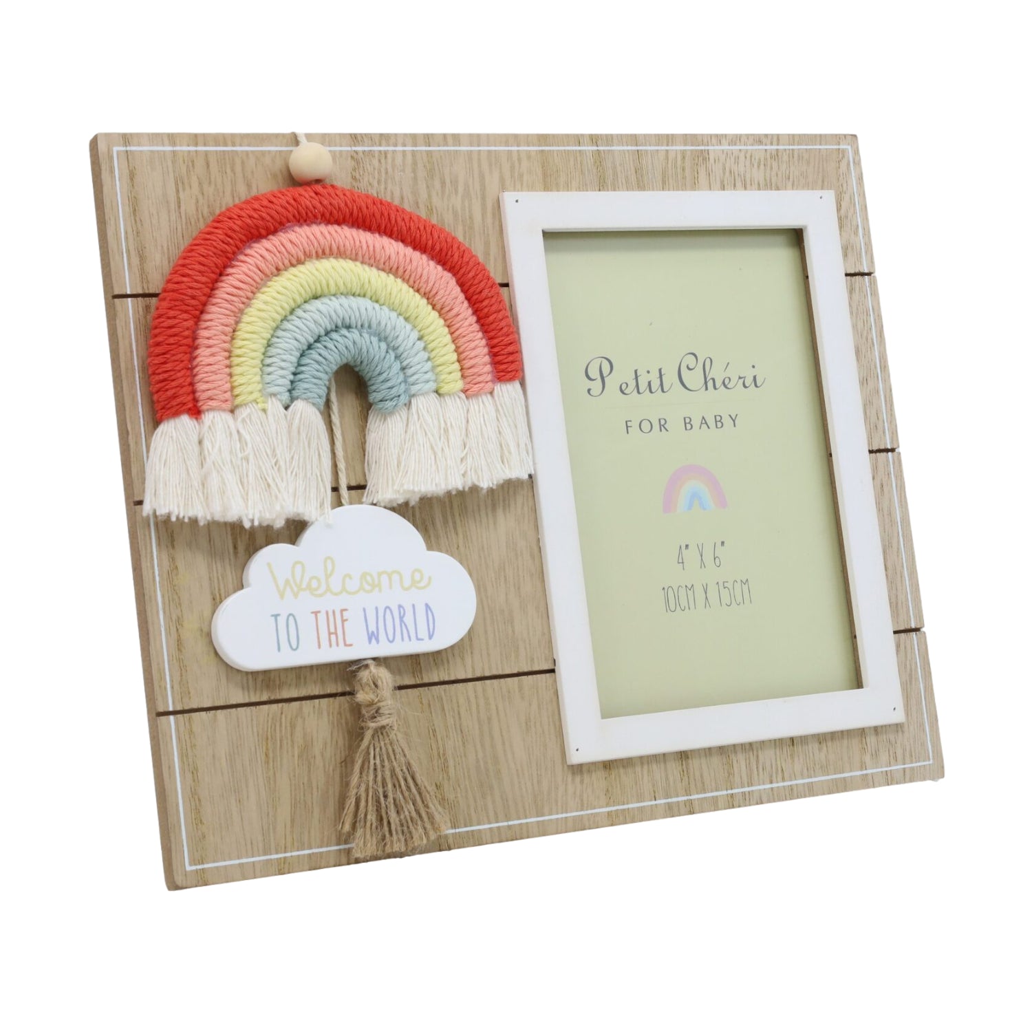 4x6 Wooden Photo Frame with Macrame Rainbow