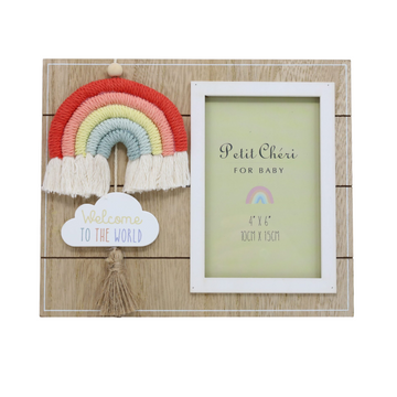 4x6 Wooden Photo Frame with Macrame Rainbow