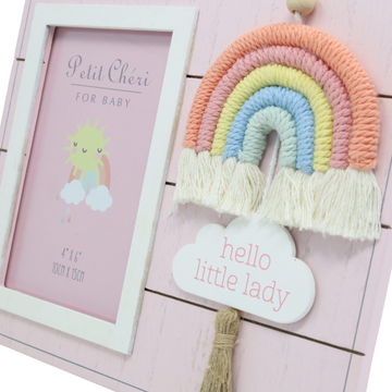 Little Lady with Macrame Rainbow - Petit Cheri Wooden Photo Frame