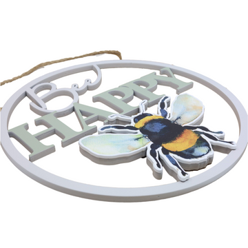 Bee Happy Cut Out Sign Wall Hanging Display
