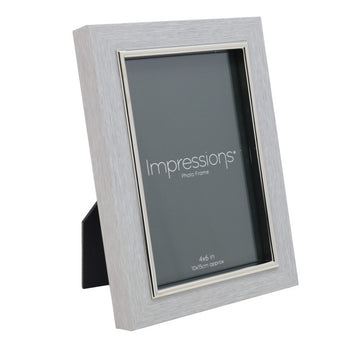 3Pcs 4x6 Grey Faux Wood & Silver Photo Frame By IMPRESSIONS