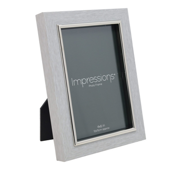 2Pcs 4x6 Grey Faux Wood & Silver Photo Frame By IMPRESSIONS
