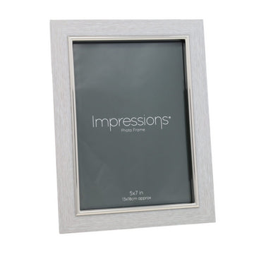 5x7 Grey Faux Wood & Silver Photo Frame By IMPRESSIONS