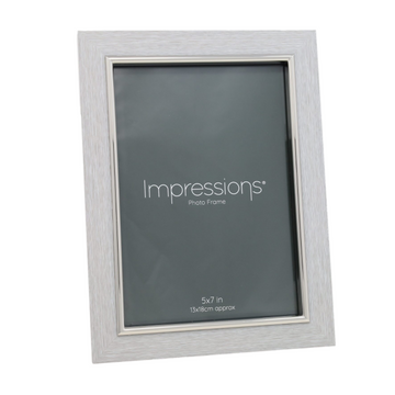 4Pcs 5x7 Grey Faux Wood & Silver Photo Frame By IMPRESSIONS