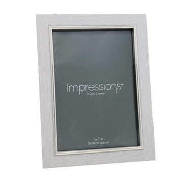 2Pcs 5x7 Grey Faux Wood & Silver Photo Frame By IMPRESSIONS