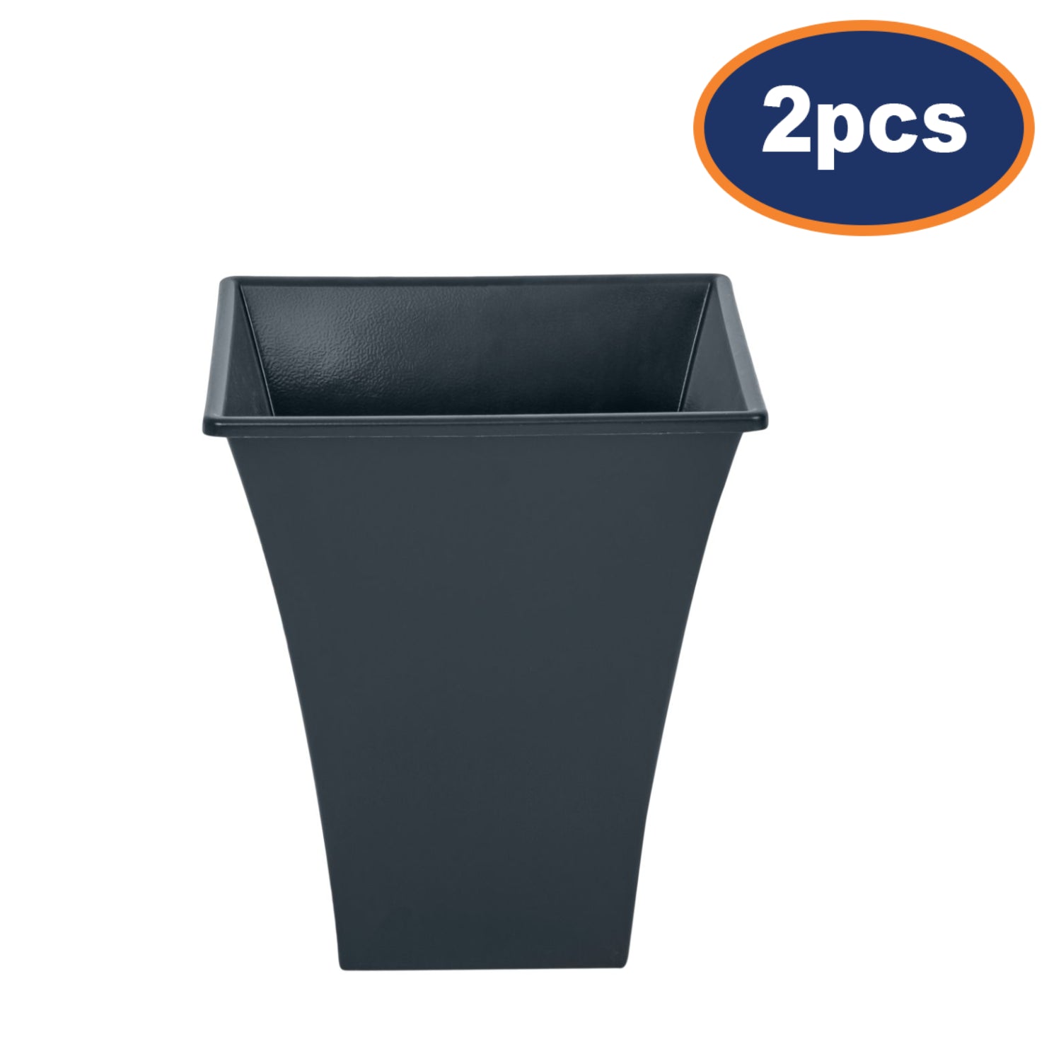 2Pcs 23cm Metallic Grey Square Planter