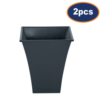 2Pcs 23cm Metallic Grey Square Planter