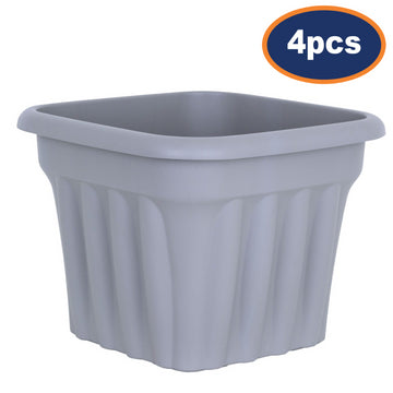 4pc 40cm Grey Square Plastic Planter