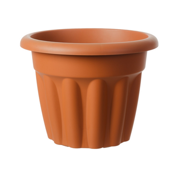 25cm Round Plastic Planter Vista Terracotta