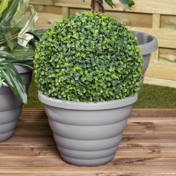 32cm Round Cement Grey Beehive Planter