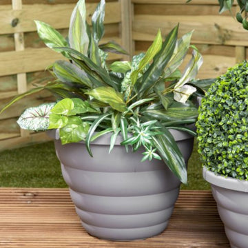 2pc 32cm Round Cement Grey Beehive Planter