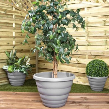 32cm Round Cement Grey Beehive Planter