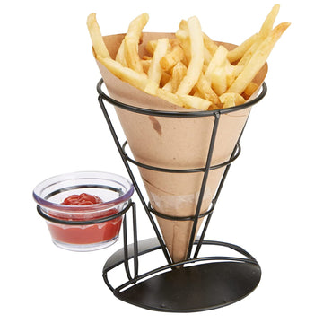 French Fries Cone Stand With Sauce Dipper Holder