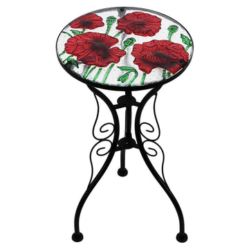 Poppies Round Glass Top Foldable Bistro Table