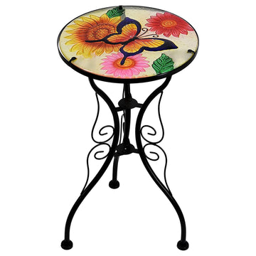 Butterfly Round Glass Top Foldable Bistro Table