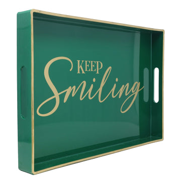Rectangular Keep Smiling Plastic Serving Tray