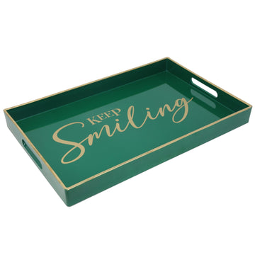 Rectangular Keep Smiling Plastic Serving Tray
