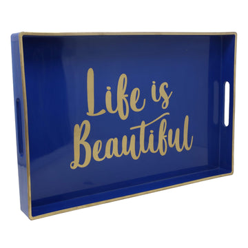 Rectangular Life is Beautiful Plastic Serving Tray