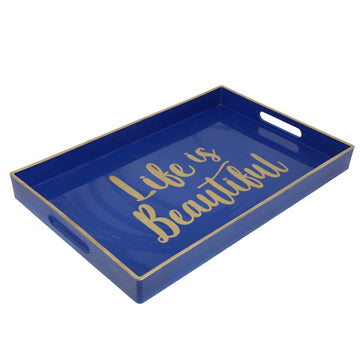 Rectangular Life is Beautiful Plastic Serving Tray
