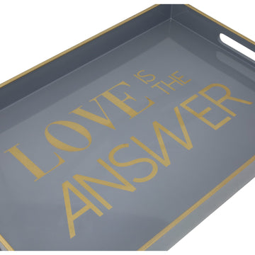 Rectangular Love is The Answer Plastic Serving Tray