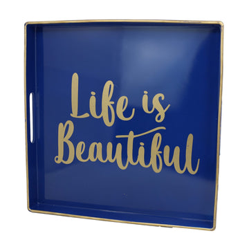 Square Life is Beautiful Plastic Serving Tray