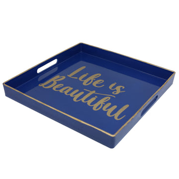 Square Life is Beautiful Plastic Serving Tray