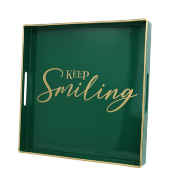 Square Keep Smiling Plastic Serving Tray