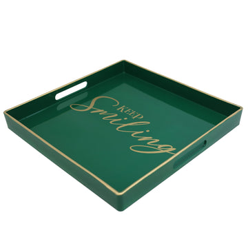 Square Keep Smiling Plastic Serving Tray