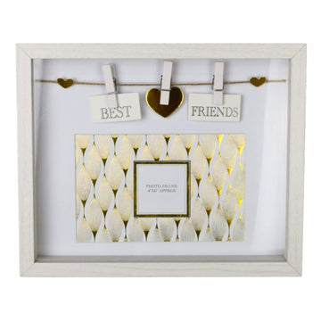 4x6 White Wooden Peg Gold Heart Picture Frame - Best Friend