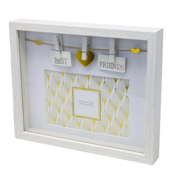 4x6 White Wooden Peg Gold Heart Picture Frame - Best Friend