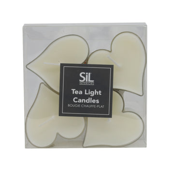 Pack of 4 Heart Shaped Unscented Candle Tealights
