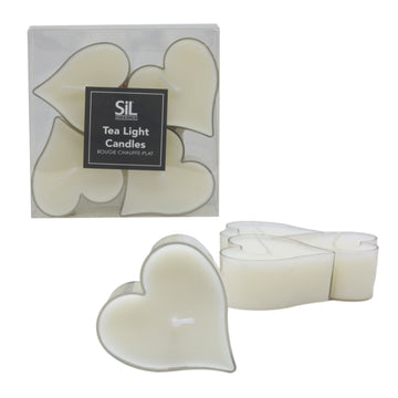 Pack of 4 Heart Shaped Unscented Candle Tealights