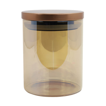 3Pcs Clear Glass Airtight Storage Jars With Copper Stainless Steel Lids