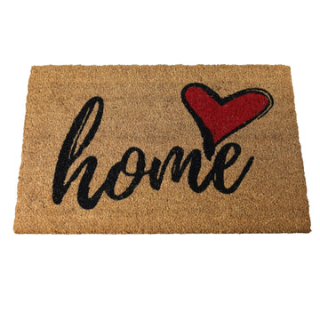 60x40cm Coir Door Mat Red Heart