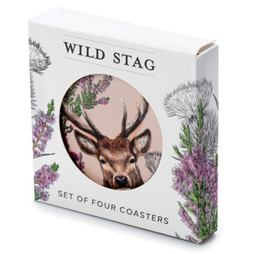 4Pcs Wild Stag Round Cork Coasters