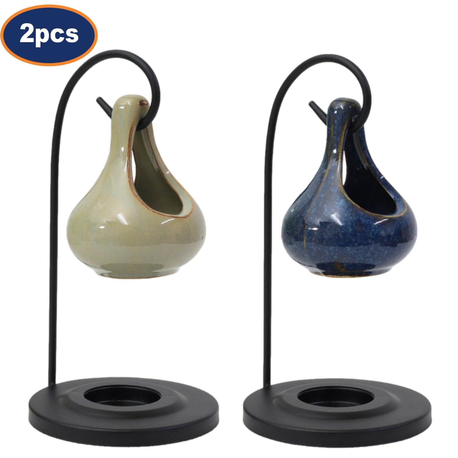 2Pcs Ceramic Hanging Teardrop Oil Burner Night Light