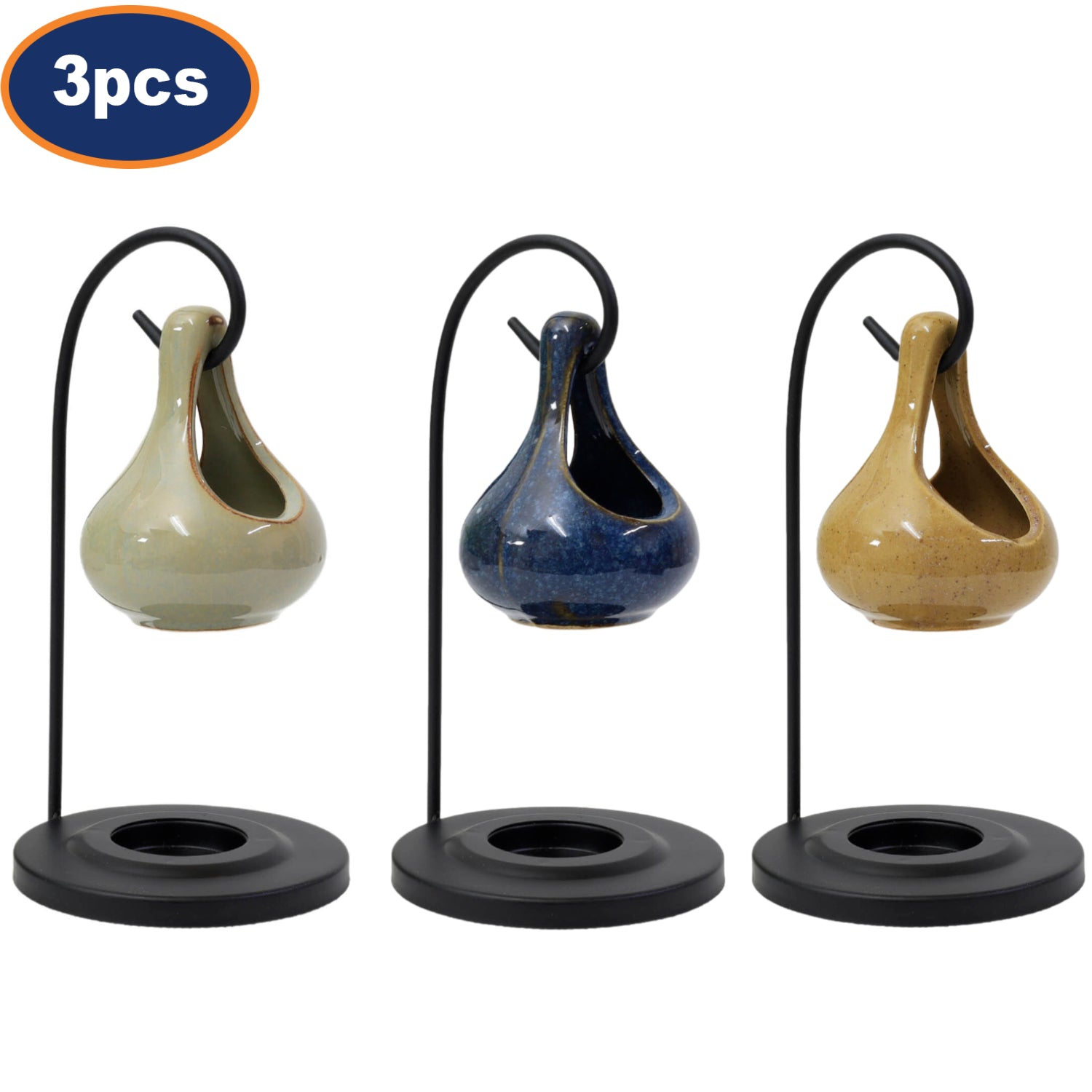 3Pcs Ceramic Hanging Teardrop Oil Burner Night Light