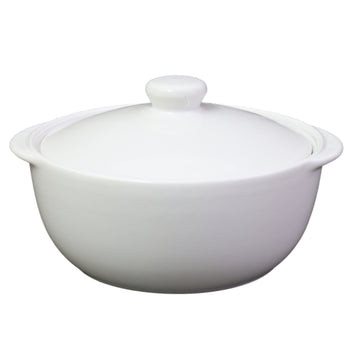 Vivo 2L White Round Stoneware Casserole Dish