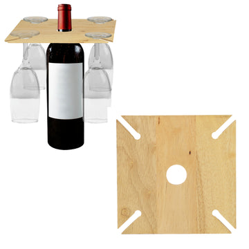 Storage Wooden Wine & 4 Glass Holder Rack